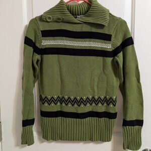 Liz & co. Medium Green Pullover long sleeve knit sweater